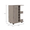 NicBex Mobile Kitchen Island Cart Morden Kitchen Carts on Wheels with Storage, 2 Storage Shelves, 1 Cabinet and 6 Bottle Rack for Kitchen - 2 of 4