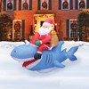 A Holiday Company 9ft Wide Santa on Shark, 5 ft Tall, Multi - 3 of 4