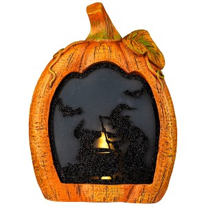 Northlight Witch Stirring Flickering Cauldron Scene Inside Pumpkin Halloween Decoration - 13" - LED Orange Light - 1 of 4