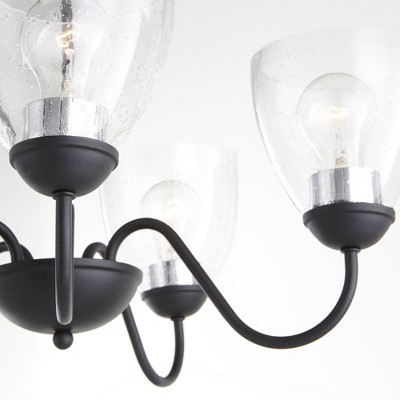 Black 5-Light Chandelier with Clear Seeded Shades