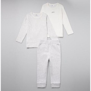 Stellou & Friends Cotton Gray & White 3 Piece Clothing Set for Newborns, and Babies - 9-18 Months - 1 of 4