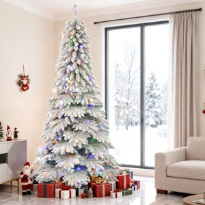 Allovit Christmas Tree 6 Ft Snow Pine Tree Prelit&300 Warm Lights Premium Christmas Decorations with Foldable Iron Stand for Home Shop Yard - 1 of 4
