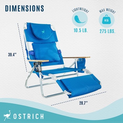 Blue Aluminum Adjustable Chaise Lounge Beach Chair Set