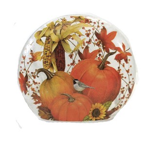 Stony Creek 9.0 Inch Fall Frosted Glass Orb Halloween Lighted Glass Accent , Thanksgiving Decor Leaves Electric (1PC) - 1 of 3