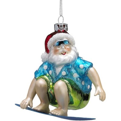 Kurt Adler Glass Ornament for Christmas Tree, Beach Santa