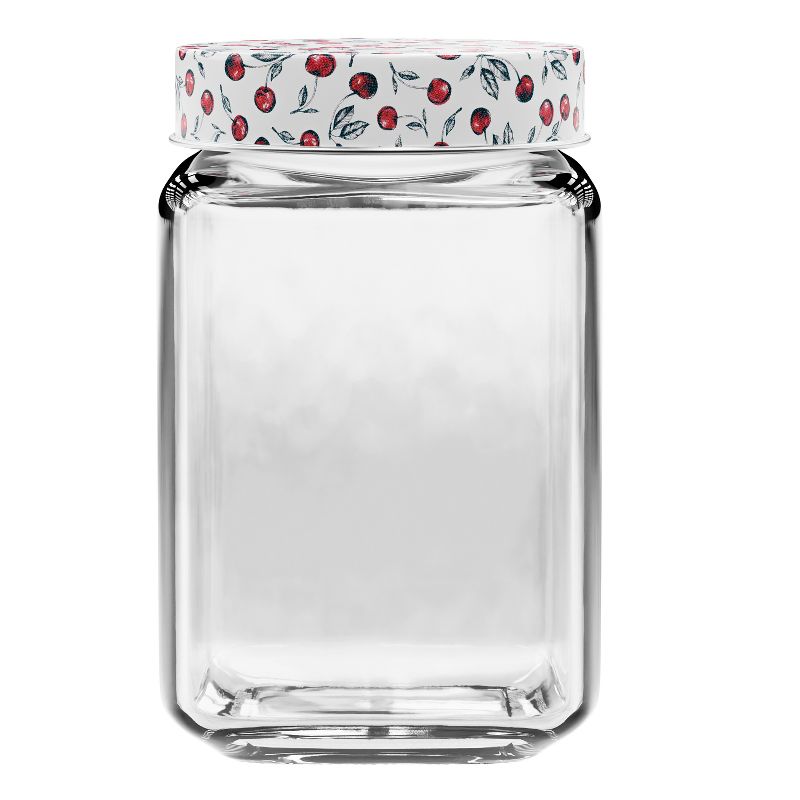 American Atelier Square Clear Glass Jars, Set of 3, Cherry Design on Airtight Lid, For Coffee, Beans, and Dry Goods, 45, 63, and 74-Ounce Capacity, 4 of 11