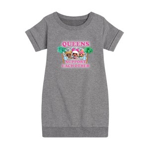 - Lol Surprise! - Queens Support Each Other Graphic Short Sleeve Fleece Dress - 1 of 4