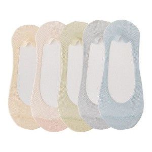 Anna-Kaci 5 Pairs Women No Show Mesh Panel Socks Low Cut Stretch Cotton Liner Non-Slip Design for Ballet Flats and Loafers - 1 of 4