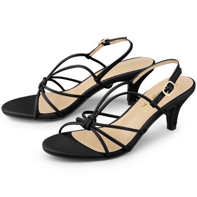 Allegra K Women's Strappy Slingback Kitten Heels Sandals