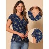 Allegra K Women's Floral Printed V Neck Short Sleeve Tie Waist Wrap Blouse - 2 of 4