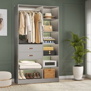 Aheaplus 40'' W Freestanding Closet System Walk-in Closet Organizer with Drawers and Hanging Rod - 1 of 4