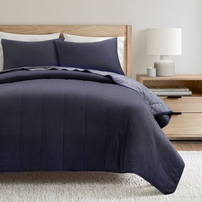 Navy Full/Queen Reversible Cooling Quilt Set