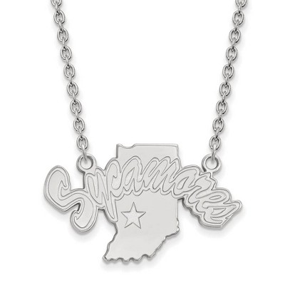 Black Bow Jewelry 10k White Gold Indiana State Sycamores NCAA Necklace 18 Inch