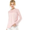 INSPIRE CHIC Women's Elegant Lace Sleeve Scalloped Trim Summer Casual Chiffon Blouse - 2 of 4