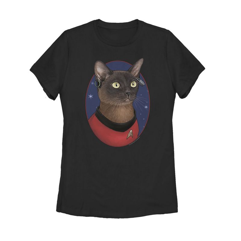Women's Star Trek Uhura Cat Portrait T-Shirt, 1 of 4
