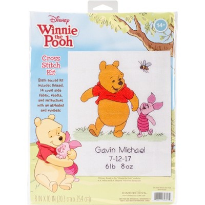 Dimensions Disney Counted Cross Stitch Kit 8"X10"-Winnie The Pooh Birth Record (14 Count)