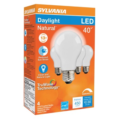 Sylvania Natural A19 E26 (Medium) LED Bulb Daylight 40 Watt Equivalence 4 pk