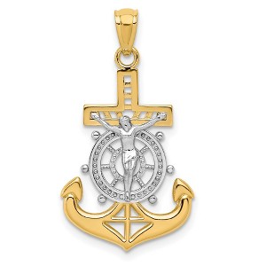 Black Bow Jewelry 14k Yellow Gold & White Rhodium Mariners Crucifix Pendant - 1 of 4
