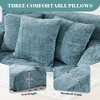Vynxaria Chenille Lazy Sofa Chaise Longue Armchair with 3 Pillows for Ultimate Comfort - 3 of 4