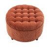 Wovenbyrd Prescott 28" Large Round Pintucked Storage Ottoman with Lift off lid - 4 of 4