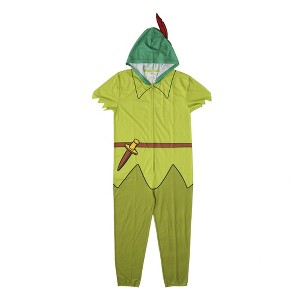 Disney Peter Pan Adult Long Sleeve Hooded Cosplay Union Suit - 1 of 2