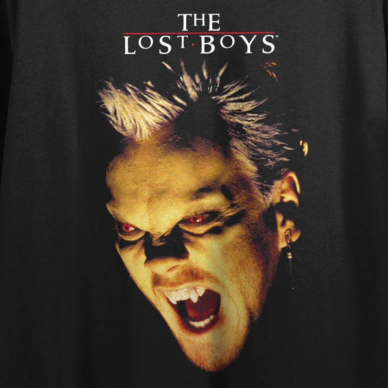 Lost Boys David Face Art Crew Neck Short Sleeve Women's Black Crop T-shirt, 2 of 3
