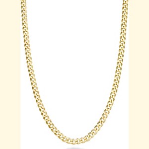 18K Gold Plated 925 Sterling Silver 3.5mm Diamond-Cut Cuban Link Curb Chain Necklace Made in Italy - 1 of 4