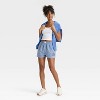 Women's USA Gingham Graphic Boxer Shorts - Blue - 3 of 3