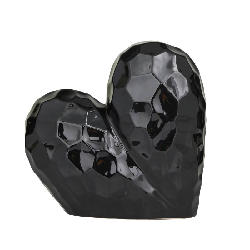 11&#39;&#39; x 12&#39;&#39; Porcelain Heart Sculpture Black - Olivia &#38; May, 5 of 7