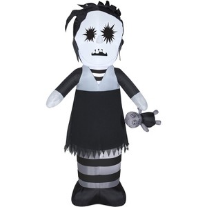 Gemmy Airblown Inflatable Outdoor Lifeless Girl w/Doll OPP, 6.5 ft Tall, Black - 1 of 2