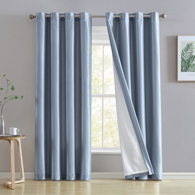 HLC.ME Jefferson Faux Silk Semi Sheer Light Filtering Microfiber Lined Grommet Lightweight Window Curtains, 2 Panels