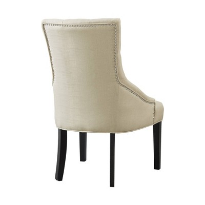 Elegant Cream Upholstered Wood Side Chair with Tufted Detailing (Set of 2)