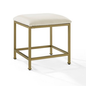 Aimee Vanity Stool Gold - Crosley: Cushioned, Modern Rectangle Bench with Steel Frame - 1 of 4