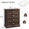 SinCiDo Farmhouse Dresser with 4 Drawer, 28" Wide Vertical Dresser, Wood Rustic Chest of Drawers Organizer Closet, for Living Room, Dark Gray - 2 of 4