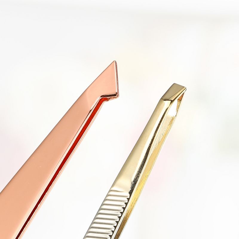 Unique Bargains Twill Stainless Steel Eyebrow Tweezers Rose Gold Tone 2 Pcs, 2 of 7
