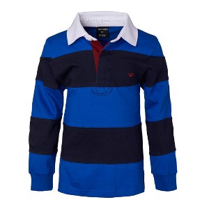 Sportoli Boys Cotton Striped Long Sleeve Polo Rugby Shirt - 1 of 3