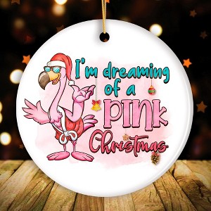 Dreaming of a Pink Christmas Flamingo Ornament, Vacation Theme| Ornamentallyyou - 1 of 4