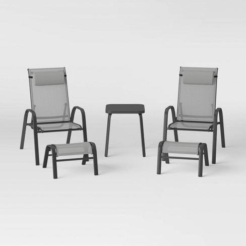 5pc Adjustable Back Patio Set Gray Room Essentials Target - Target Room Essentials Sling Patio Chair
