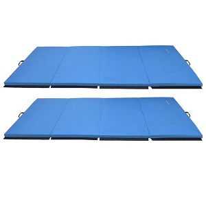 BalanceFrom Fitness GoGym 120x48in Extra Thick Anti Tear High Density All Purpose Aerobic Gymnastics Mat with Velcro Carrying Handles, Blue (2 Pack) - 1 of 4