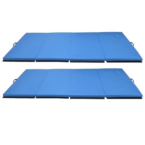 4'x10'x2 Gymnastics Gym Folding Exercise Aerobics Tumbling Yoga Play Mat  Blue