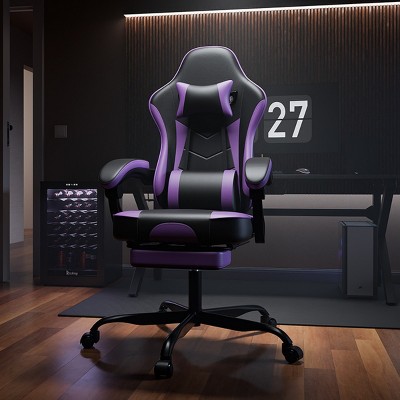 Ergonomic Computer Chair with Footrest and Massage Lumbar Support, Height Adjustable Swivel Game Chair for Adults-Tanpinhause