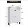 Shoe Cabinet with 2 Flip Drawers, Farmhouse Freestanding Shoes Organizer with Metal Legs, Narrow Shoe Rack Cabinet, Slim Shoes Storage Cabinet - 4 of 4