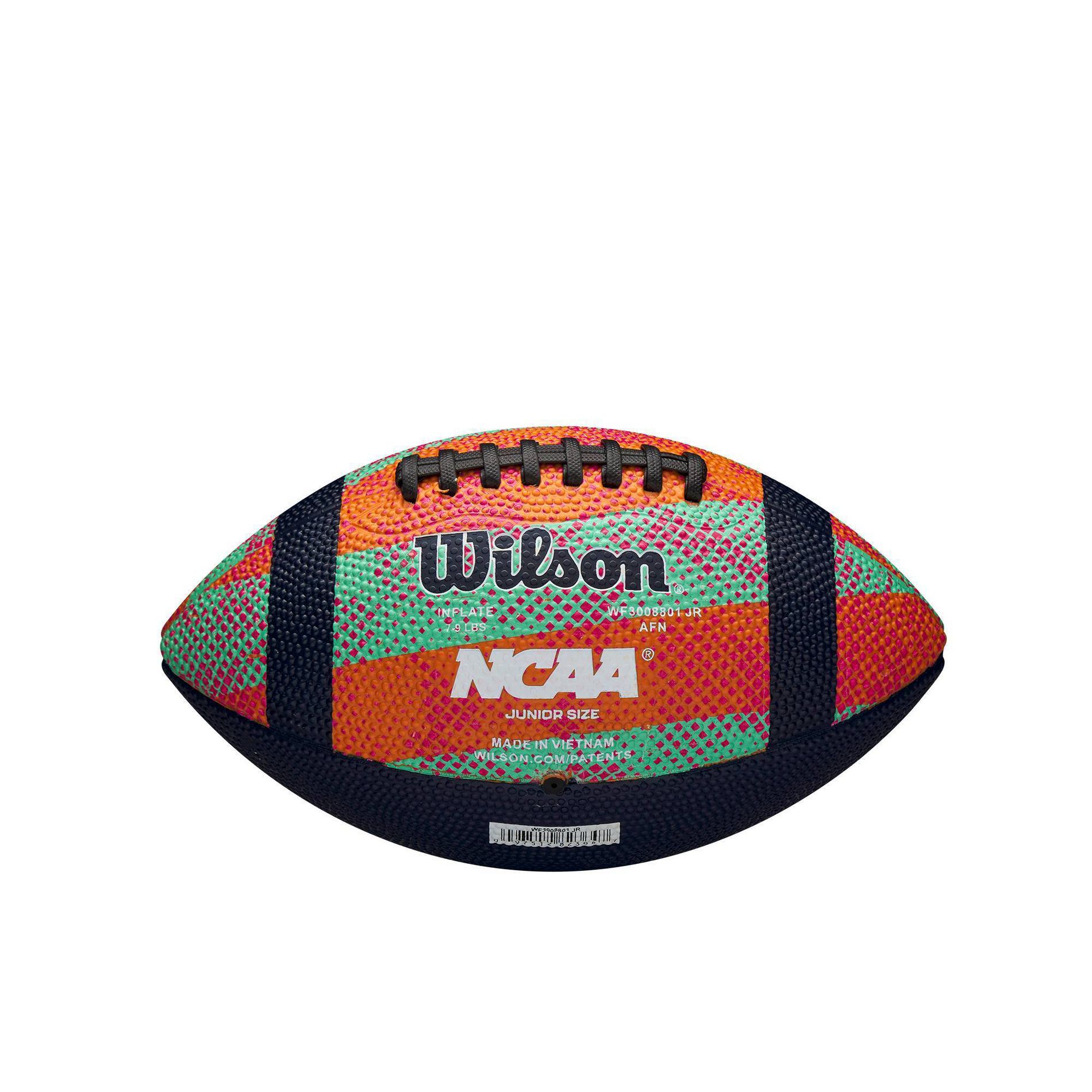 Wilson NCAA Statement Jr Football - Orange/Navy: Junior Size Rubber Shell