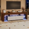 Modern TV Cabinet Entertainment Center Media with 2 Drawer and Open Shelf - 2 of 3