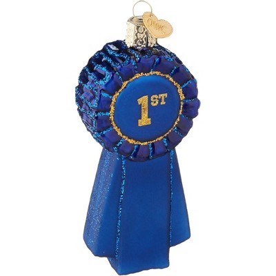 Old World Christmas Glass Blown Ornament for Christmas Tree, Blue Ribbon