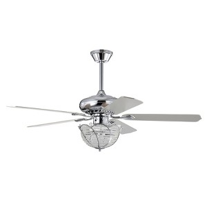 Warehouse Of Tiffany Araceli 52" Crystal Chrome Polish Ceiling Fan 3 Light with Remote Control - 1 of 2