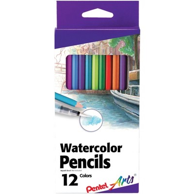 Pentel Arts Watercolor Pencils, Assorted Colors, set of 12