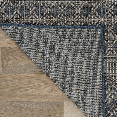 Modern Geometric Bohemian Blue 5' x 7' Indoor/Outdoor Rug