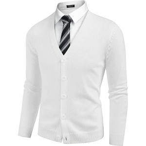 COOFANDY Men's V Neck Cardigan Sweater Casual Lightweight Button Down Knitted Cardigan Sweater - 1 of 4