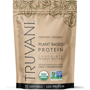 Truvani Organic Chocolate Peanut Butter Protein Powder, 25.75 Oz - 1 of 4